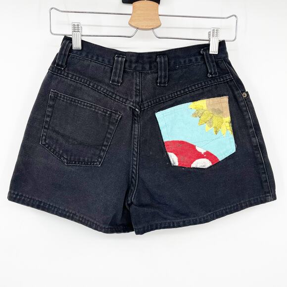 Express No 4 Womens Y2K Boho Hippie Floral Mushroom Paint Denim Shorts Size‎ 3/4 - Picture 5 of 7